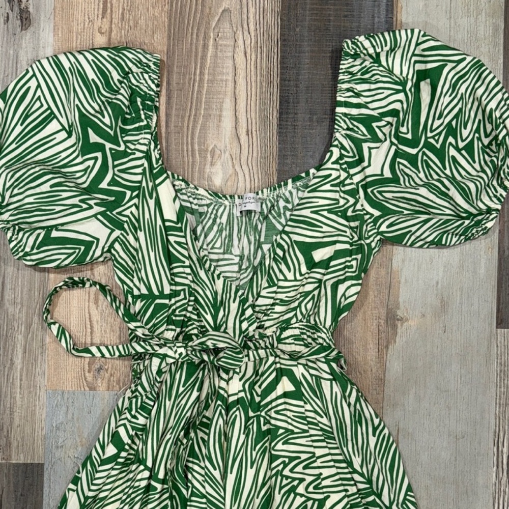 Green Patterned Mini Dress - image 1